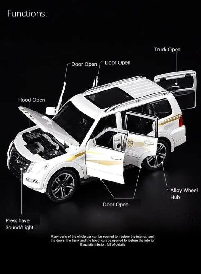 FEXXA سيارة FEXXA ميتسوبيشي باجيرو بمقياس 1.32، مصنوعة من سبيكة معدنية حصرية، تعمل بنظام السحب للخلف، نموذج مصغر مع صوت وإضاءة، لعبة سيارة صغيرة للأطفال، سيارة لعبة معدنية مع صوت وإضاءة - Image 5